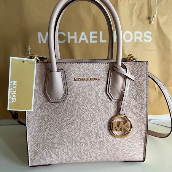 MICHAEL KORS Mercer Medium Pebbled Leather Crossbody Bag Pink - Picture 7 of 16